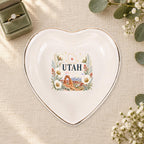 Utah Ceramic Ring Dish, Gold Rim Trinket Tray, Jewelry Holder Gift, Five Shape Options
