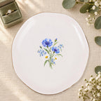 Blue Wildflower Ceramic Ring Dish, Gold Rim Trinket Tray, Jewelry Holder Gift, Five Shape Options