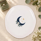 Celestial Moon Ceramic Ring Dish, Gold Rim Trinket Tray, Jewelry Holder Gift, Five Shape Options