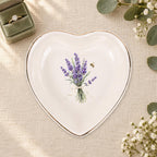 Lavender Garden Ceramic Ring Dish, Gold Rim Trinket Tray, Jewelry Holder Gift, Five Shape Options