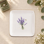 Lavender Garden Ceramic Ring Dish, Gold Rim Trinket Tray, Jewelry Holder Gift, Five Shape Options