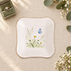 Butterfly Meadow Ceramic Ring Dish, Gold Rim Trinket Tray, Jewelry Holder Gift, Five Shape Options