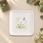 Butterfly Meadow Ceramic Ring Dish, Gold Rim Trinket Tray, Jewelry Holder Gift, Five Shape Options