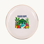 Guadeloupe Ceramic Ring Dish, Gold Rim Trinket Tray, Jewelry Holder Gift, Five Shape Options