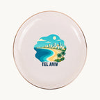 Tel Aviv Ceramic Ring Dish, Gold Rim Trinket Tray, Jewelry Holder Gift, Five Shape Options
