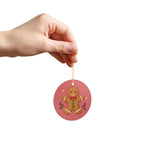 Gingerbread Cookie Ceramic Ornament, Double Sided Round Christmas Decoration, Holiday Keepsake Gift