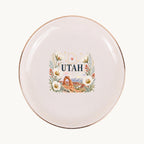 Utah Ceramic Ring Dish, Gold Rim Trinket Tray, Jewelry Holder Gift, Five Shape Options