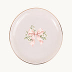 Blush Bridal Bow Ceramic Ring Dish, Gold Rim Trinket Tray, Jewelry Holder Gift, Five Shape Options