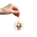 Jolly Santa Claus Ceramic Ornament, Double Sided Round Christmas Decoration, Holiday Keepsake Gift