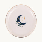 Celestial Moon Ceramic Ring Dish, Gold Rim Trinket Tray, Jewelry Holder Gift, Five Shape Options