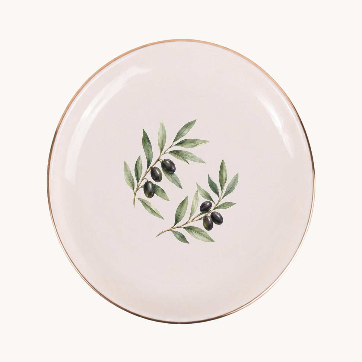 Olive Branch Ceramic Ring Dish, Gold Rim Trinket Tray, Jewelry Holder Gift, Five Shape Options