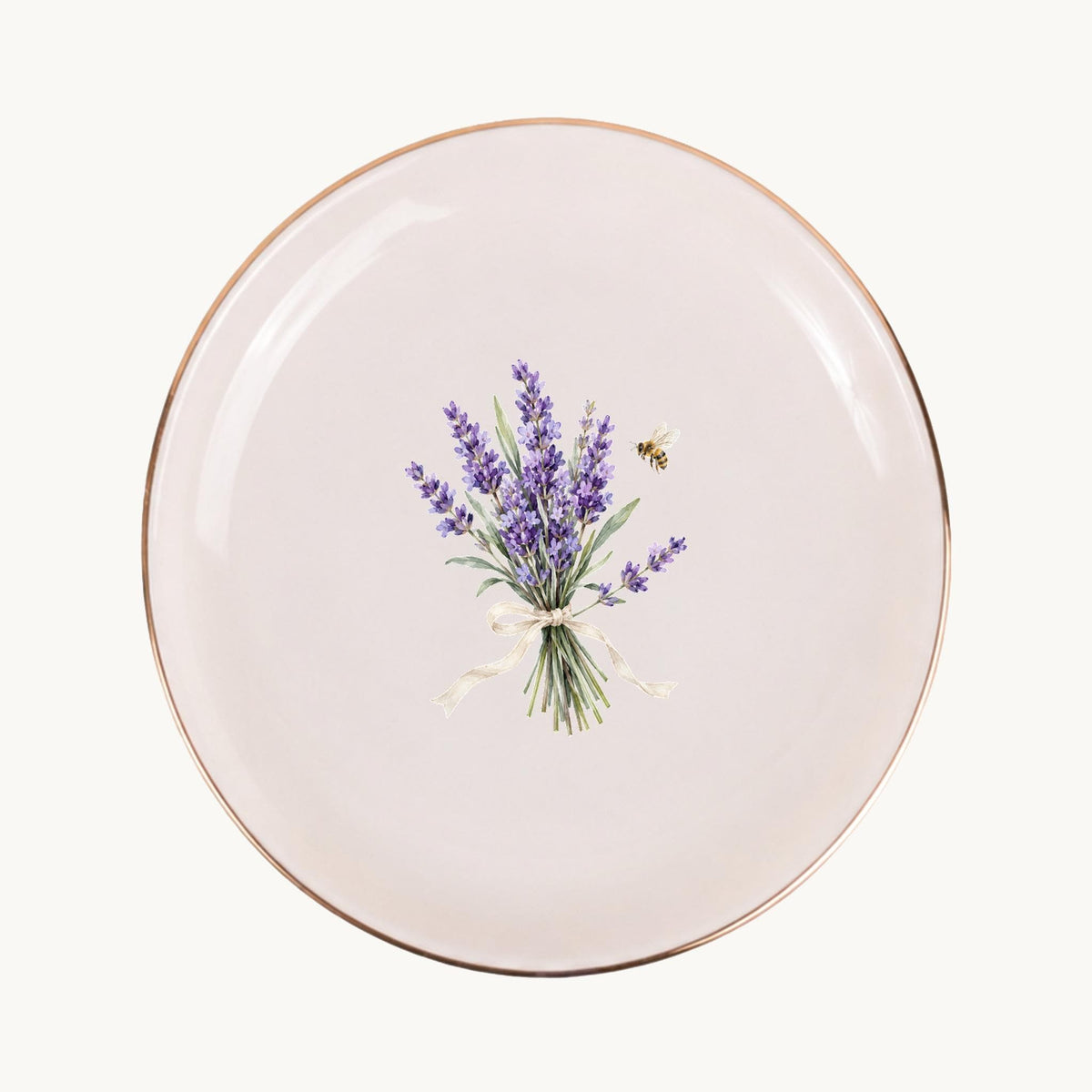 Lavender Garden Ceramic Ring Dish, Gold Rim Trinket Tray, Jewelry Holder Gift, Five Shape Options