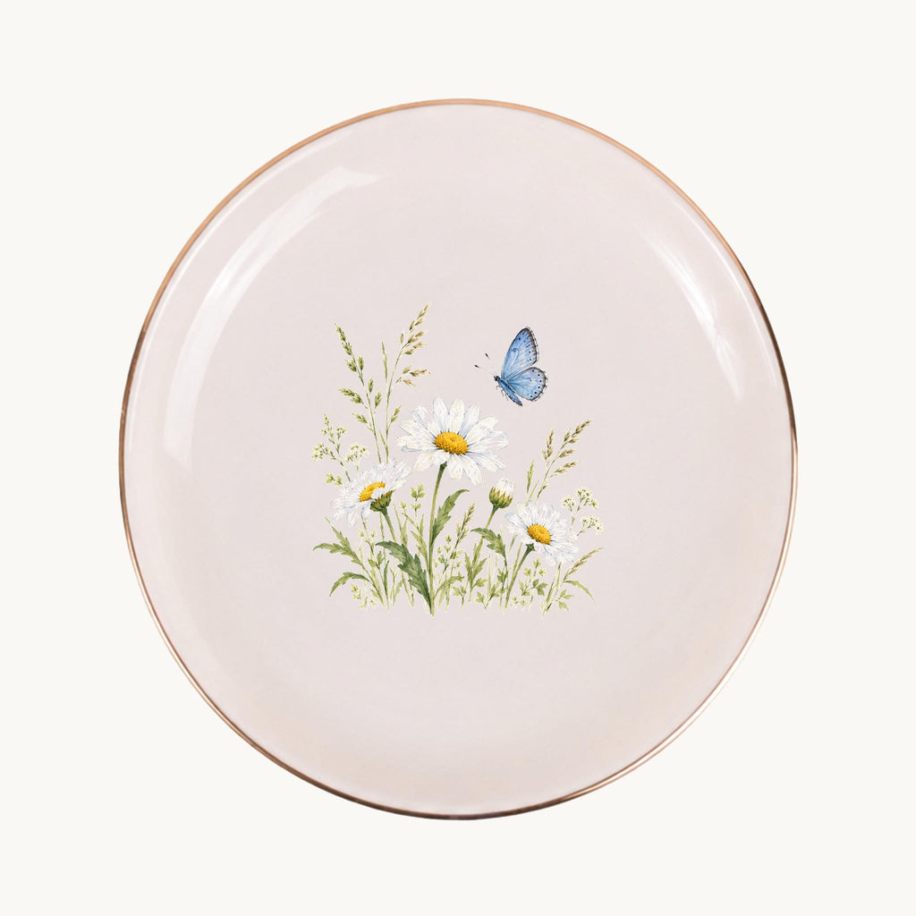 Butterfly Meadow Ceramic Ring Dish, Gold Rim Trinket Tray, Jewelry Holder Gift, Five Shape Options