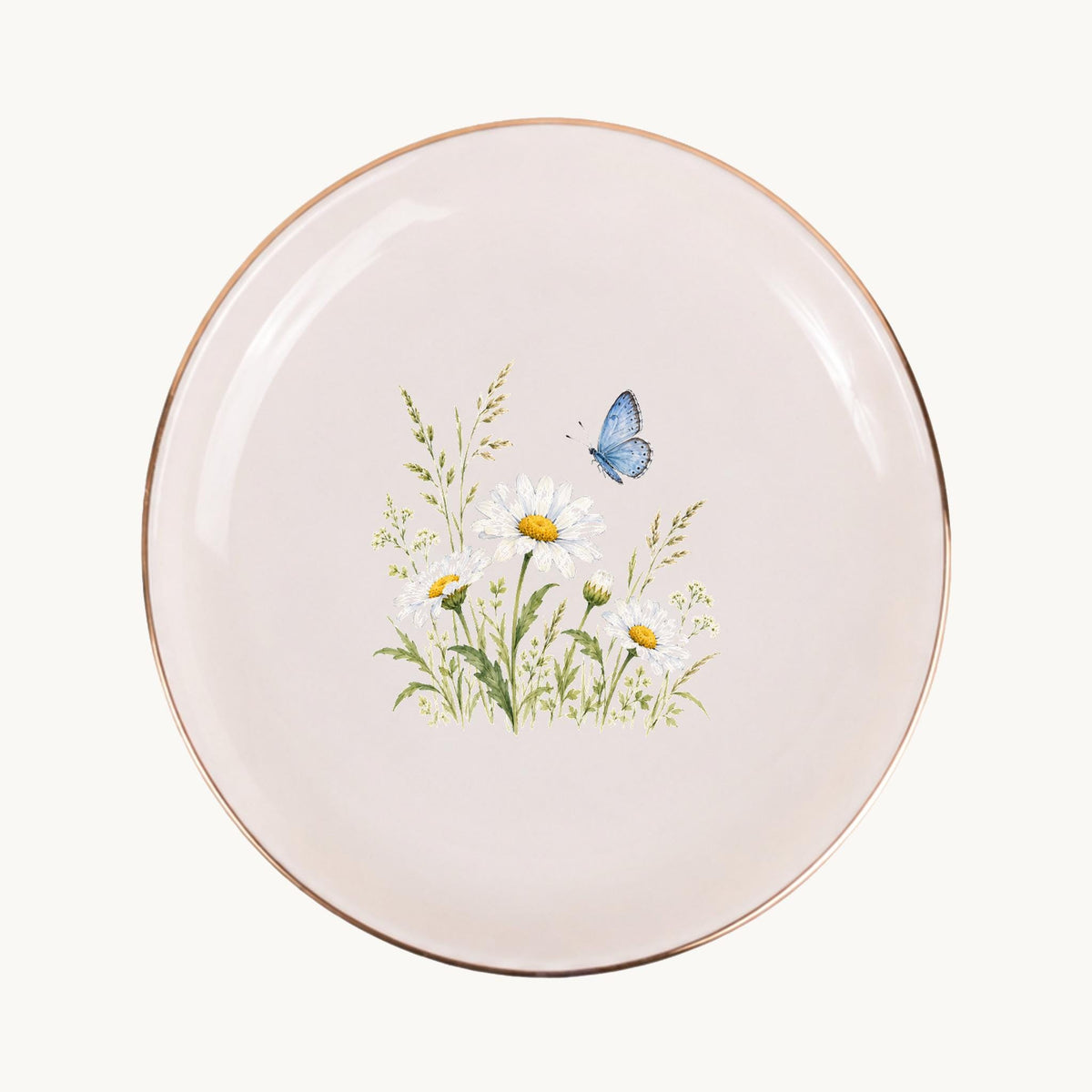 Butterfly Meadow Ceramic Ring Dish, Gold Rim Trinket Tray, Jewelry Holder Gift, Five Shape Options