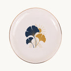 Art Deco Ginkgo Ceramic Ring Dish, Gold Rim Trinket Tray, Jewelry Holder Gift, Five Shape Options