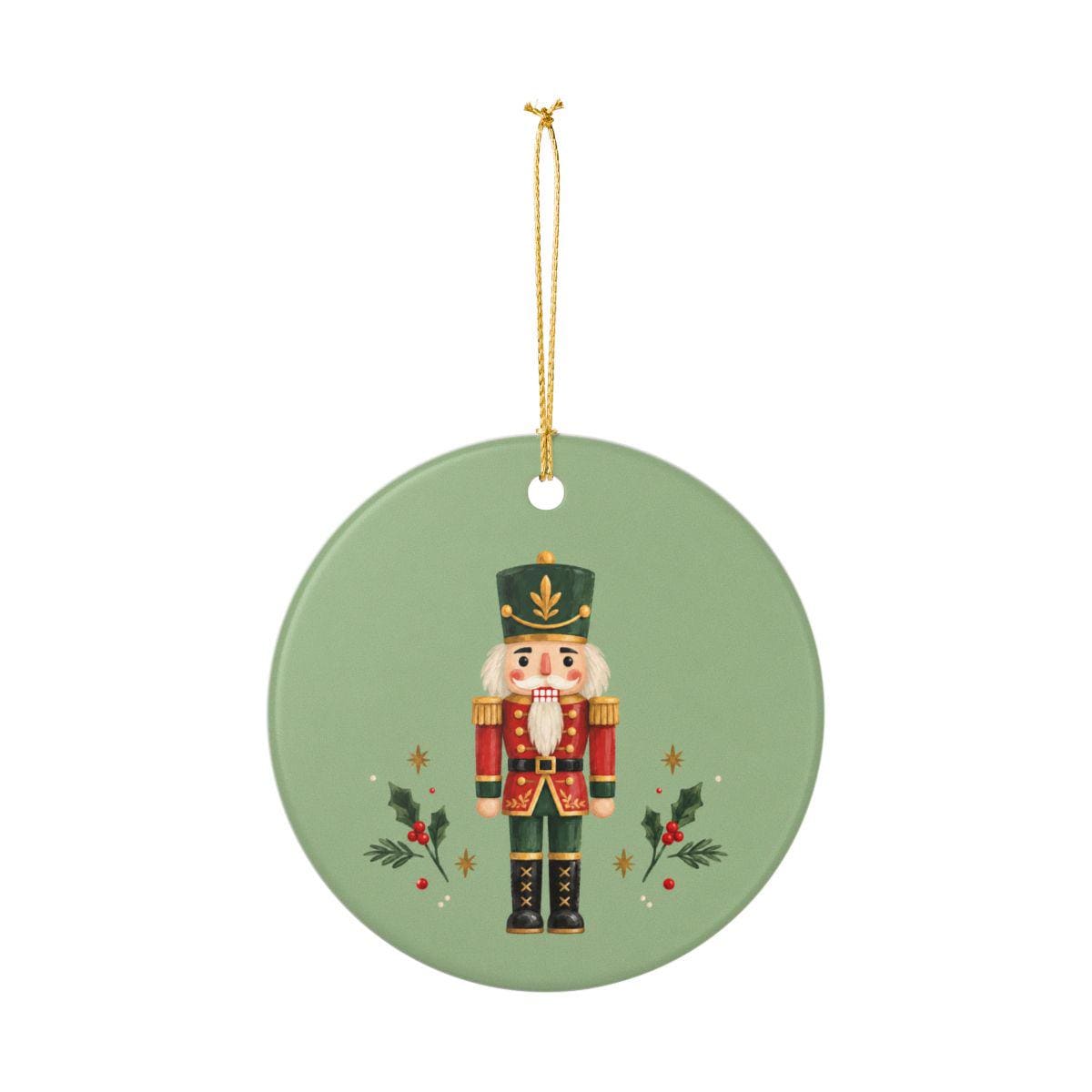 Classic Nutcracker Ceramic Ornament, Double Sided Round Christmas Decoration, Holiday Keepsake Gift