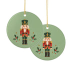 Classic Nutcracker Ceramic Ornament, Double Sided Round Christmas Decoration, Holiday Keepsake Gift