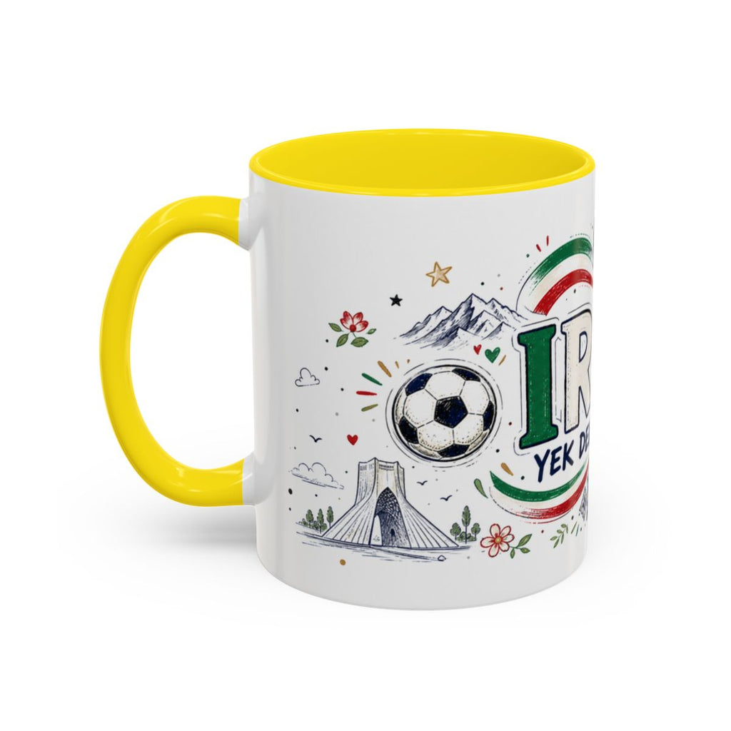 Iran Soccer Coffee Mug | World Cup Fan Gift | Accent Color Ceramic 11oz 15oz Match Day Cup