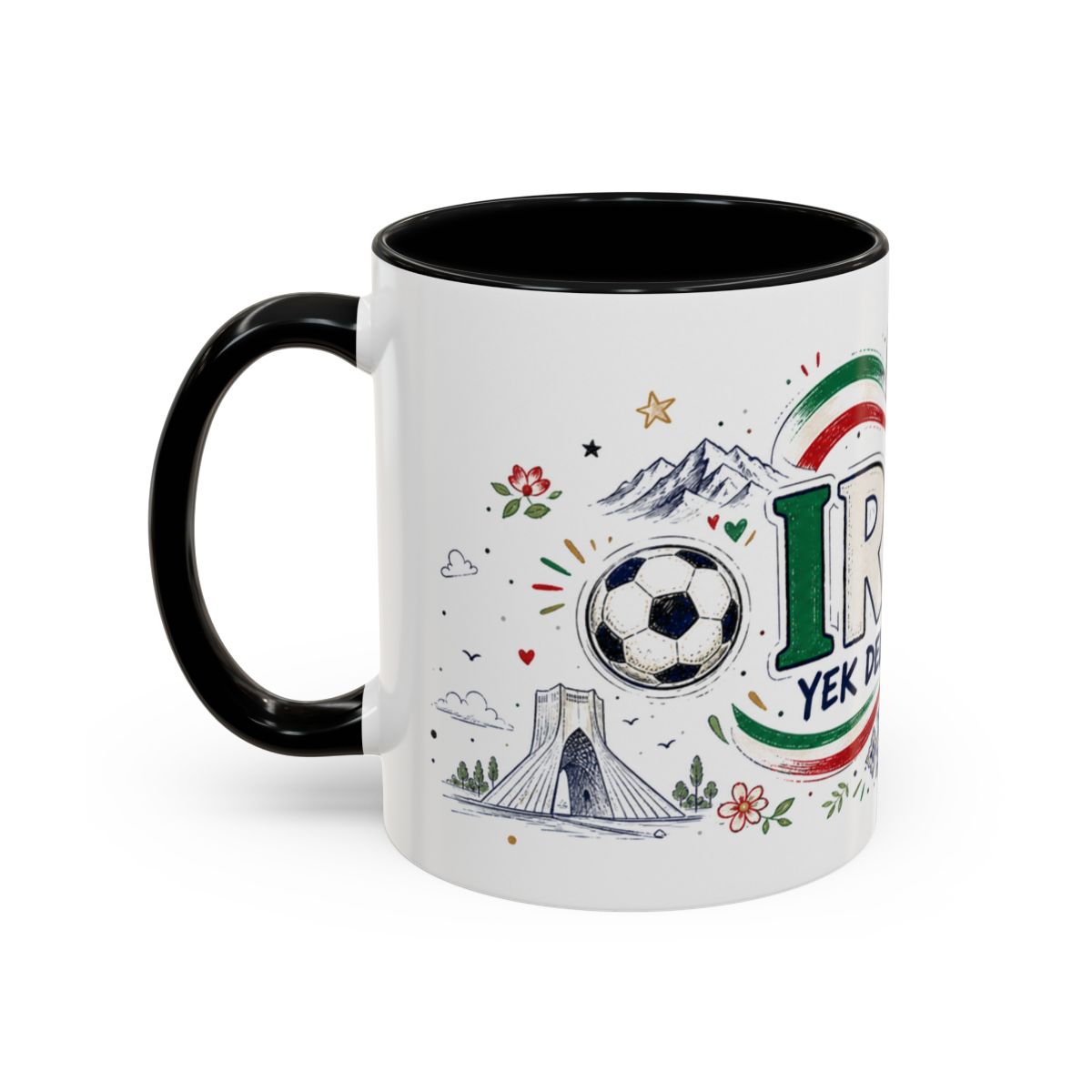 Iran Soccer Coffee Mug | World Cup Fan Gift | Accent Color Ceramic 11oz 15oz Match Day Cup
