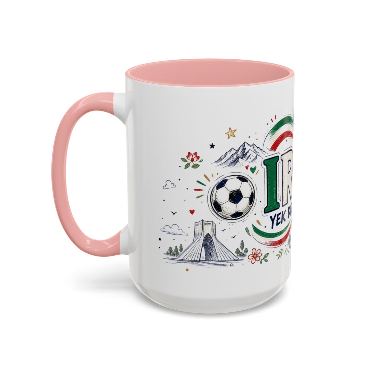 Iran Soccer Coffee Mug | World Cup Fan Gift | Accent Color Ceramic 11oz 15oz Match Day Cup