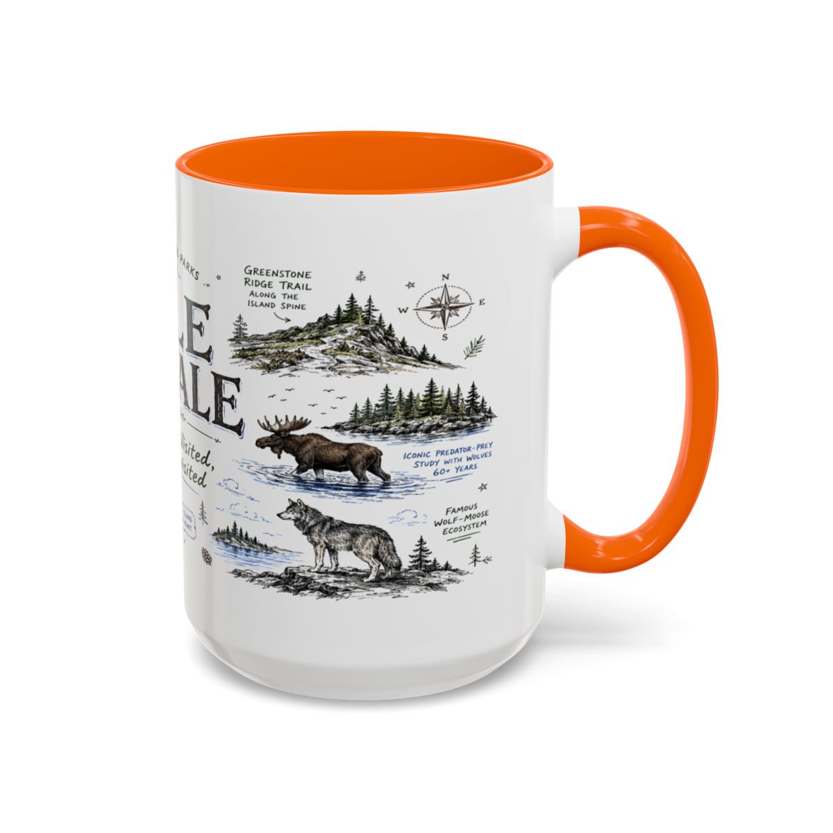 Isle Royale National Park Coffee Mug | Michigan Island Wilderness Hiking Gift | Accent Color Ceramic 11oz 15oz