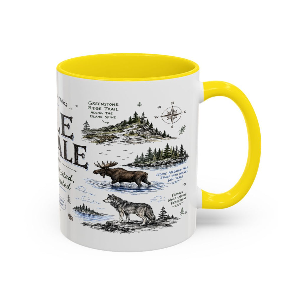 Isle Royale National Park Coffee Mug | Michigan Island Wilderness Hiking Gift | Accent Color Ceramic 11oz 15oz