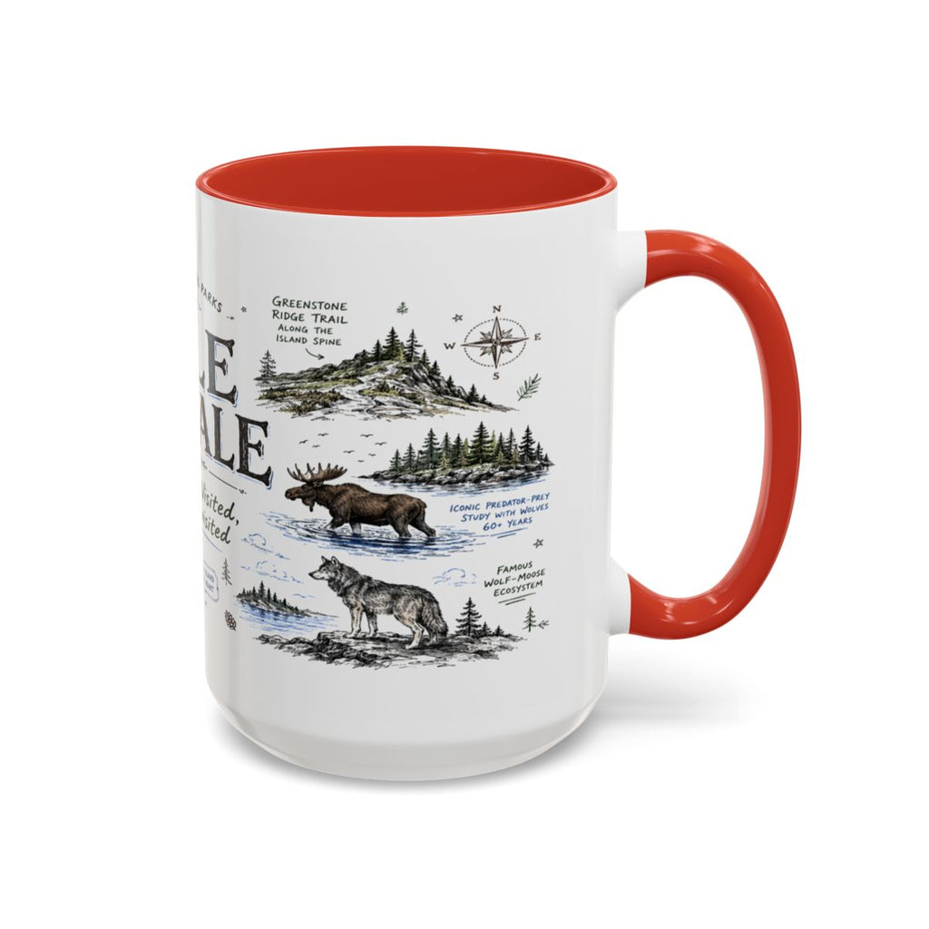 Isle Royale National Park Coffee Mug | Michigan Island Wilderness Hiking Gift | Accent Color Ceramic 11oz 15oz