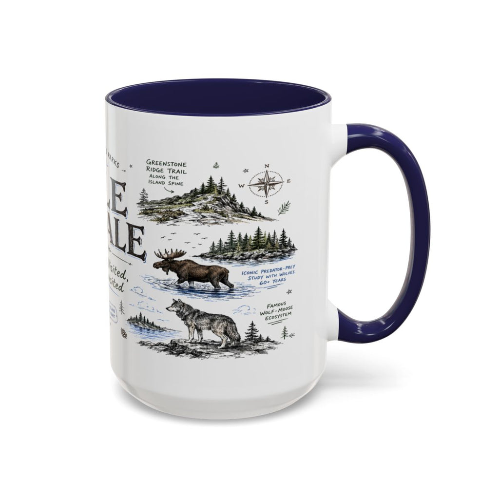 Isle Royale National Park Coffee Mug | Michigan Island Wilderness Hiking Gift | Accent Color Ceramic 11oz 15oz