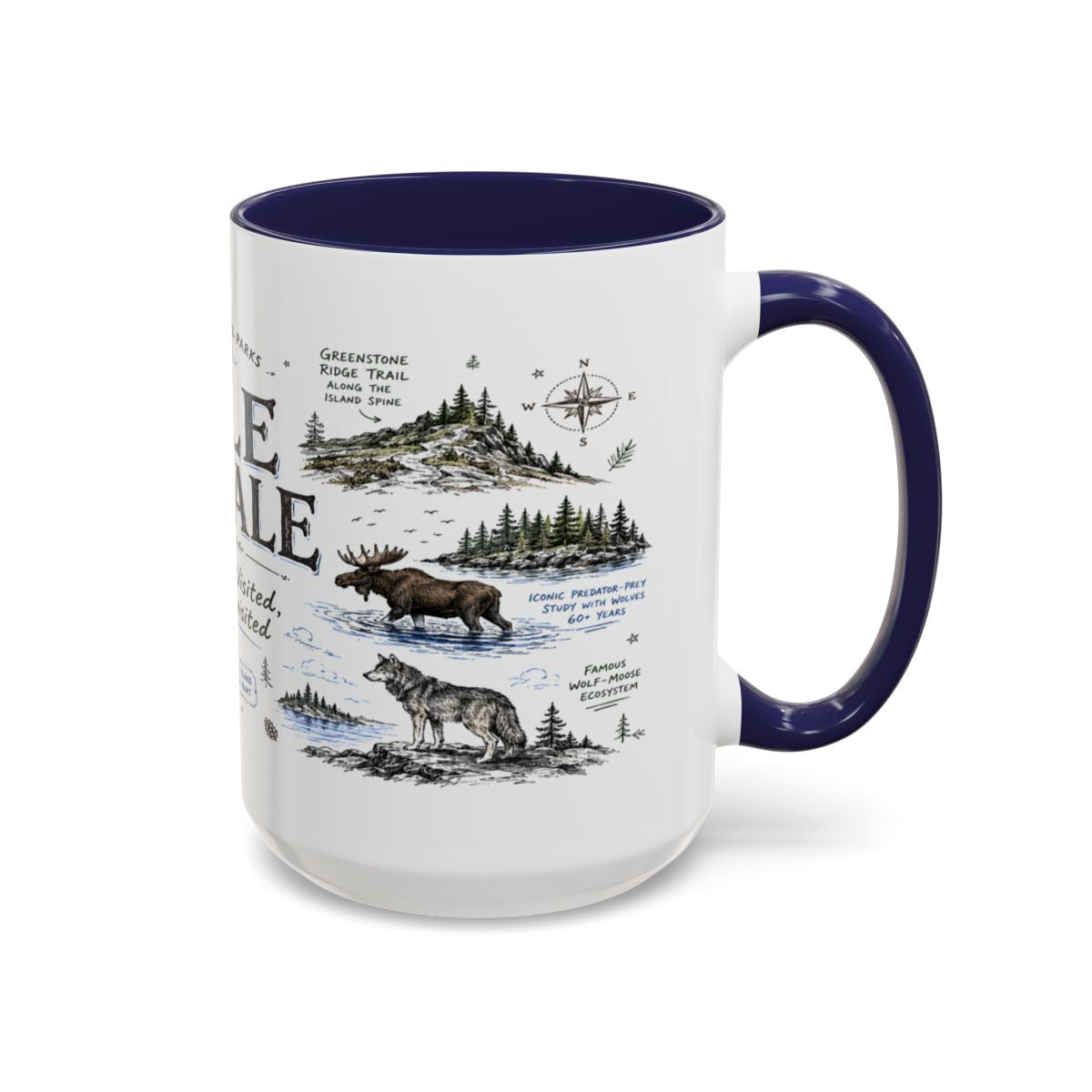 Isle Royale National Park Coffee Mug | Michigan Island Wilderness Hiking Gift | Accent Color Ceramic 11oz 15oz