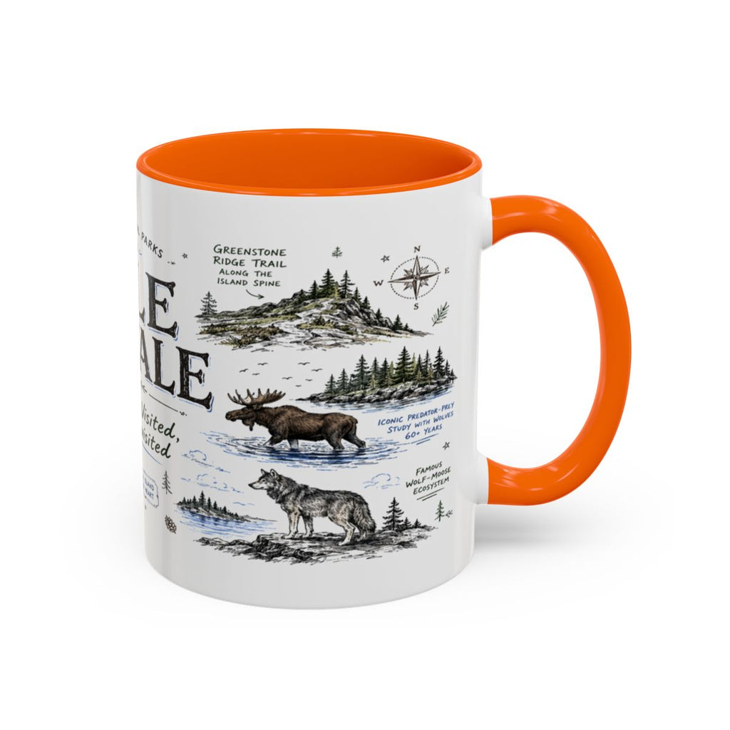 Isle Royale National Park Coffee Mug | Michigan Island Wilderness Hiking Gift | Accent Color Ceramic 11oz 15oz