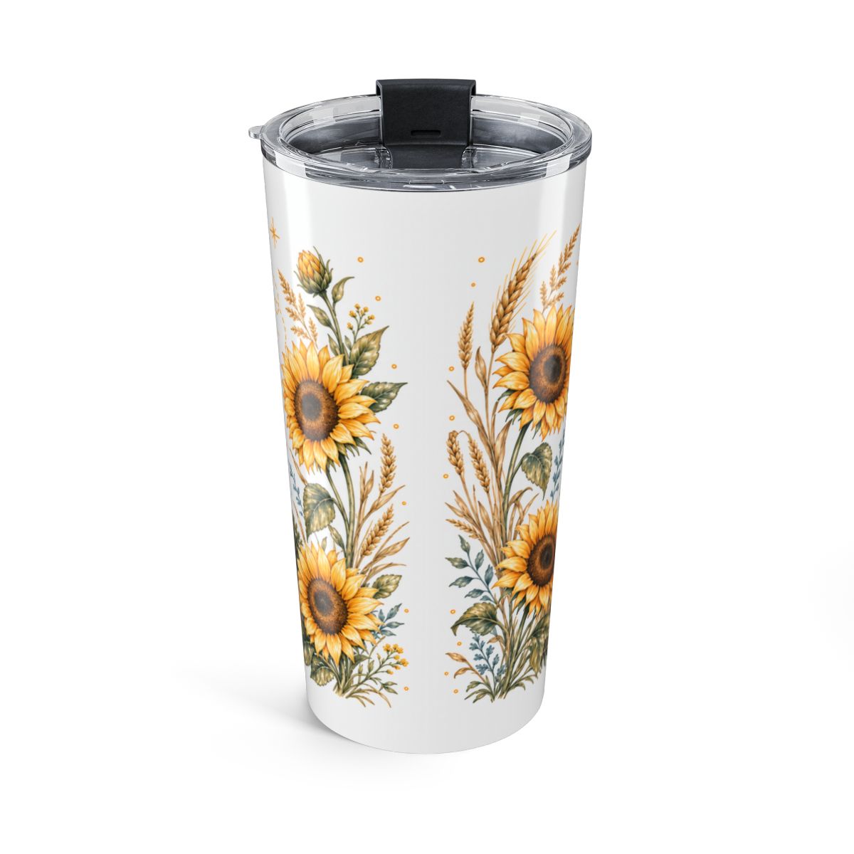 Kansas State Flower Tumbler | Sunflower Botanical Travel Cup | 20oz Stainless Steel Gift — back