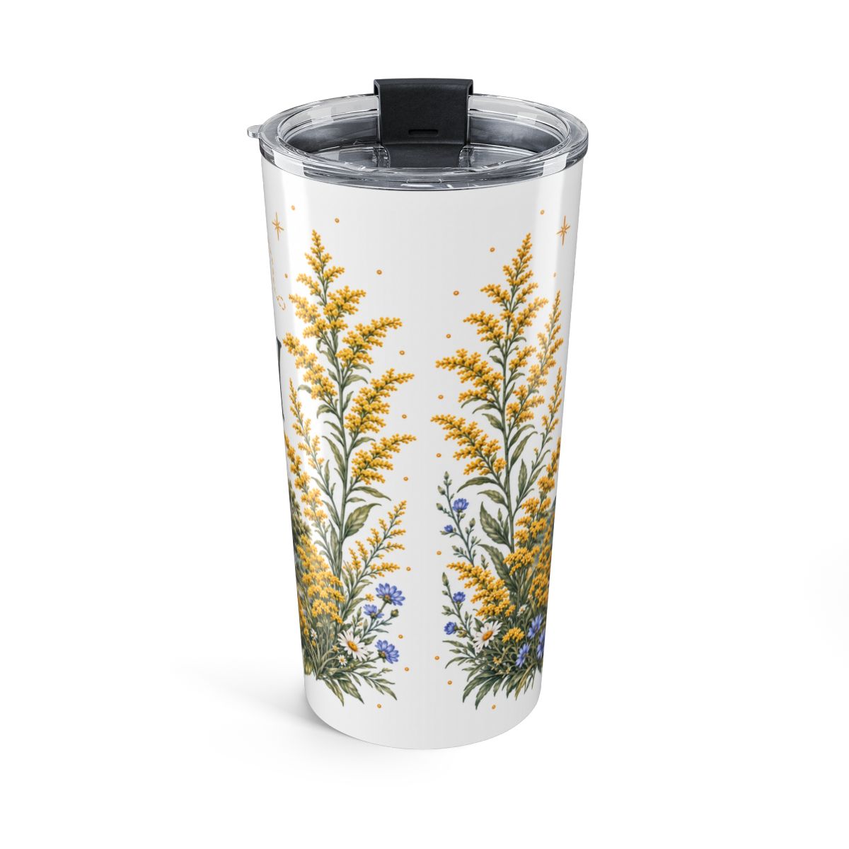 Kentucky State Flower Tumbler | Goldenrod Botanical Travel Cup | 20oz Stainless Steel Gift — back