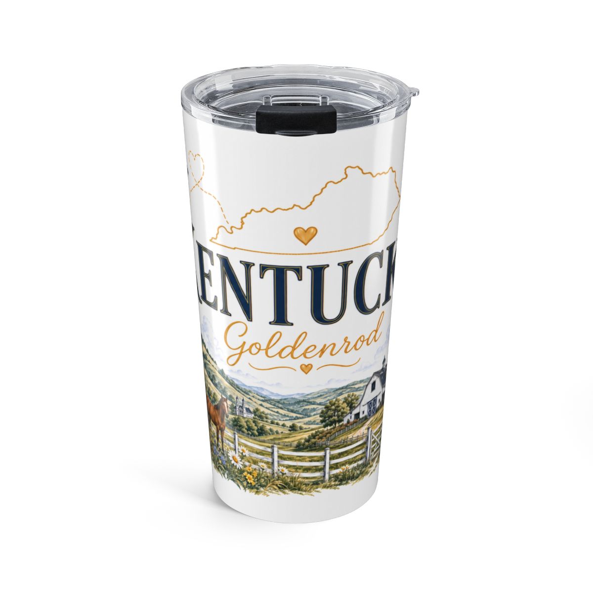 Kentucky State Flower Tumbler | Goldenrod Botanical Travel Cup | 20oz Stainless Steel Gift — front