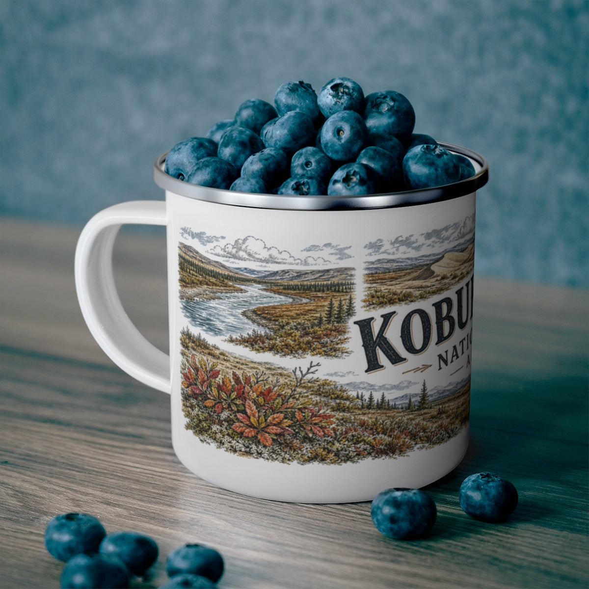 Kobuk Valley National Park enamel camping mug outdoor lifestyle scene