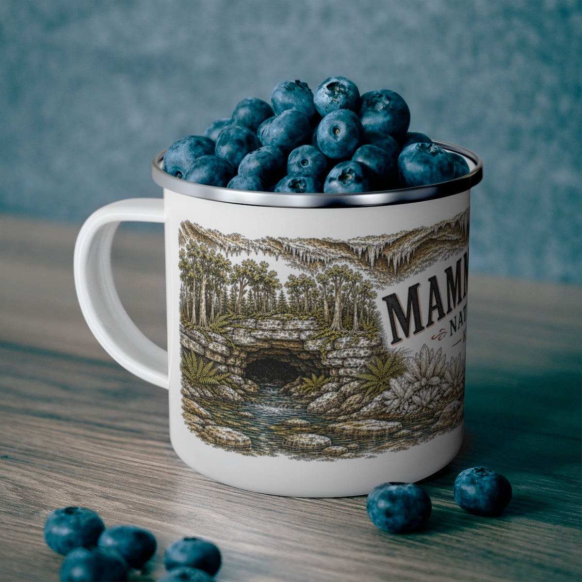 Mammoth Cave National Park enamel camping mug outdoor lifestyle scene