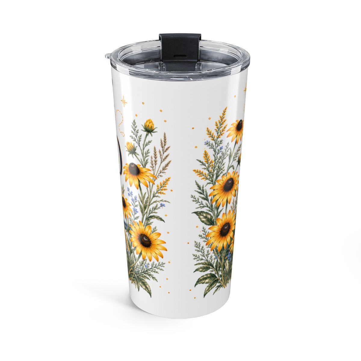 Maryland State Flower Tumbler | Black-eyed Susan Botanical Travel Cup | 20oz Stainless Steel Gift — back
