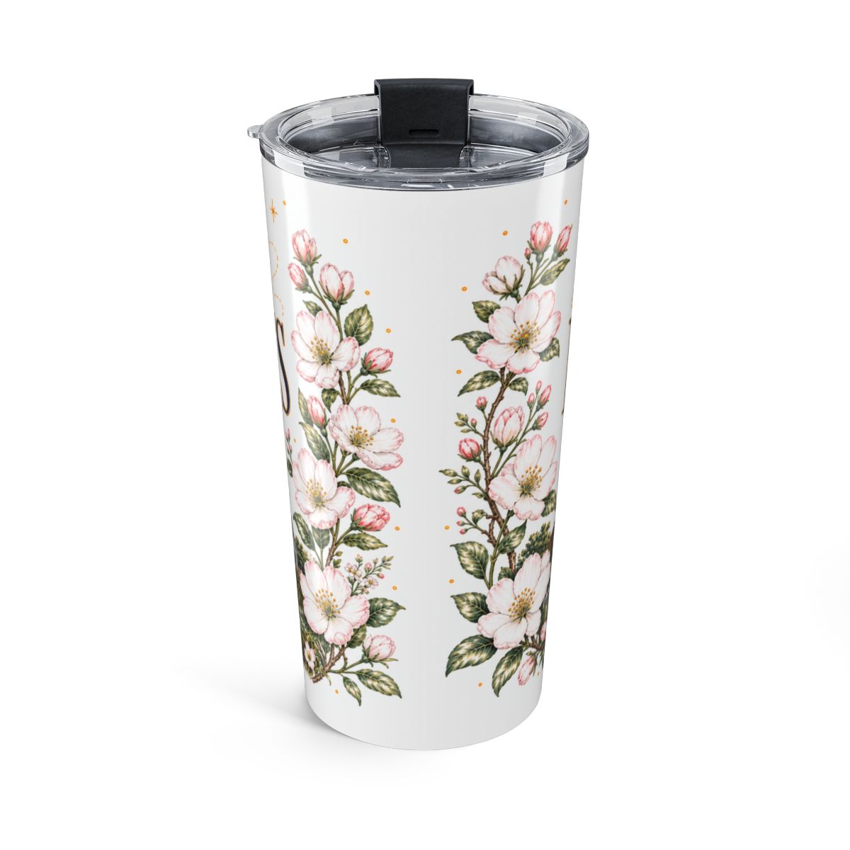 Massachusetts State Flower Tumbler | Mayflower Botanical Travel Cup | 20oz Stainless Steel Gift — back