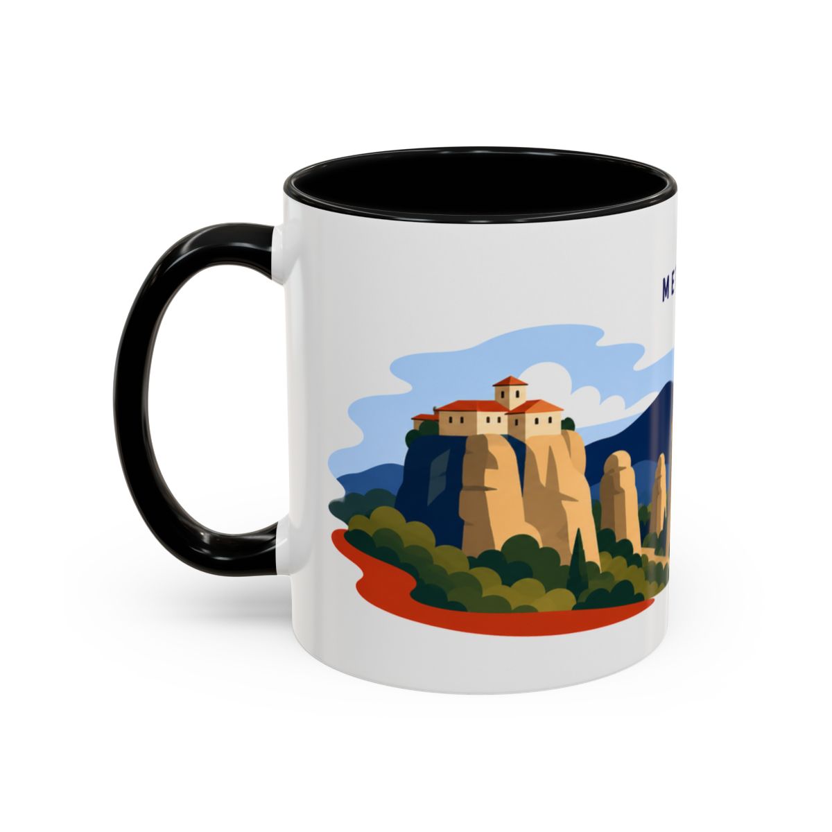 Meteora Coffee Mug | Travel Destination Souvenir Gift | Accent Color Ceramic 11oz 15oz
