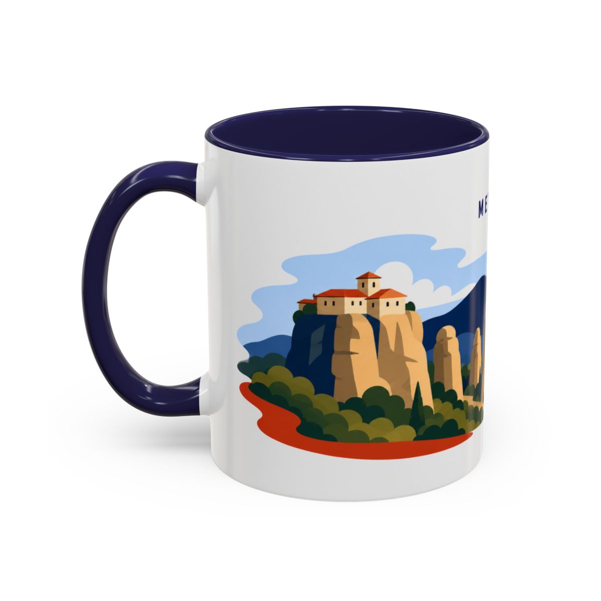 Meteora Coffee Mug | Travel Destination Souvenir Gift | Accent Color Ceramic 11oz 15oz