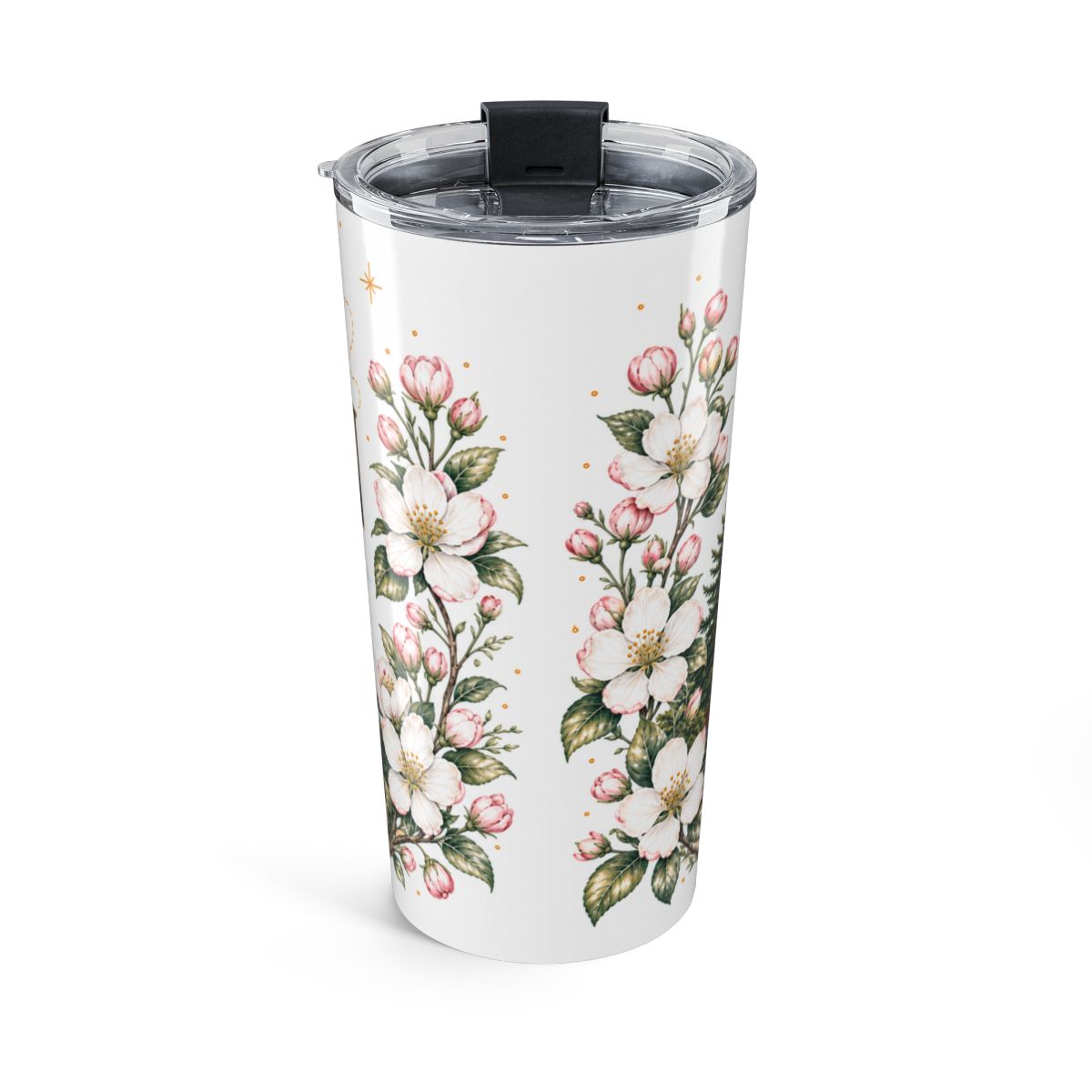 Michigan State Flower Tumbler | Apple Blossom Botanical Travel Cup | 20oz Stainless Steel Gift — back