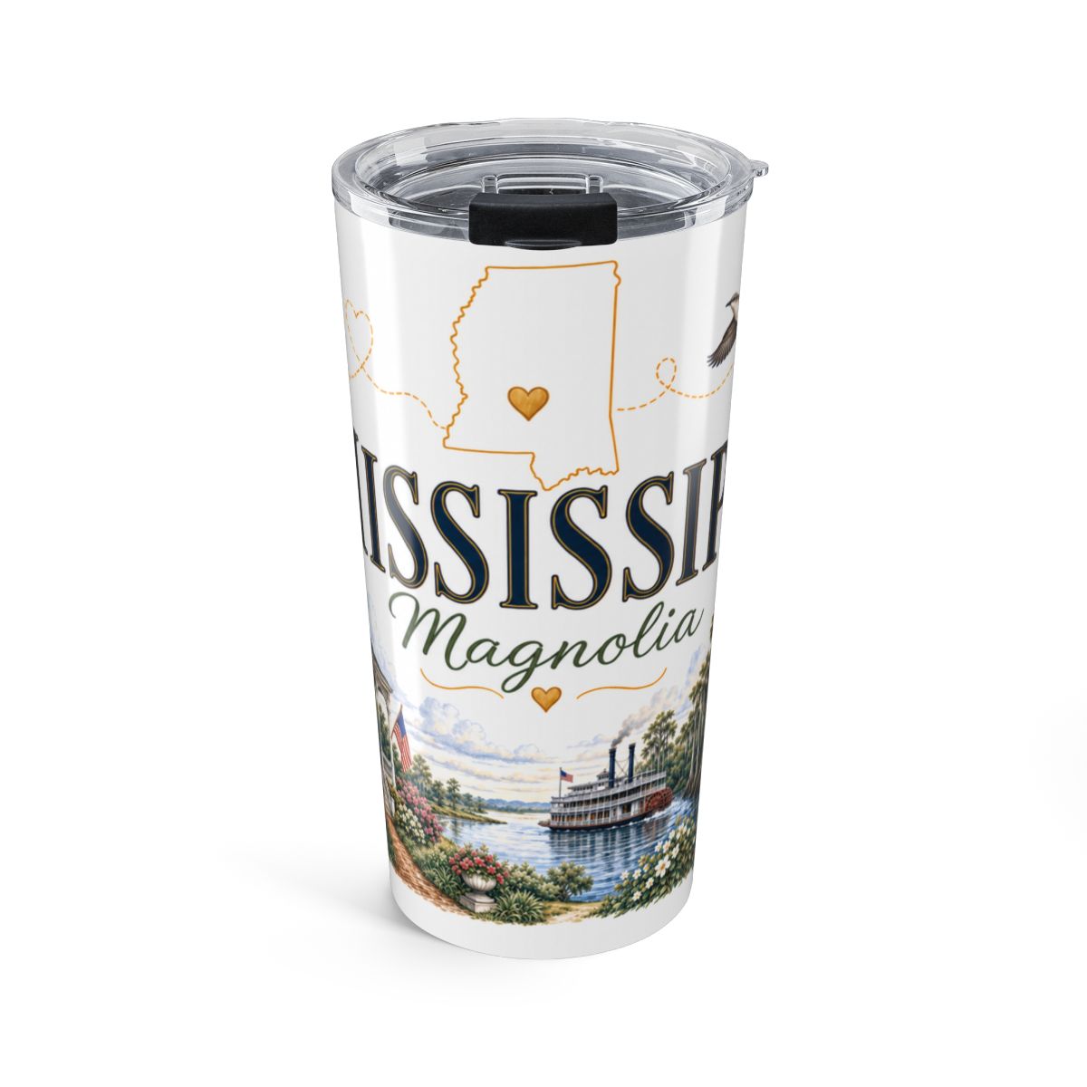Mississippi State Flower Tumbler | Magnolia Botanical Travel Cup | 20oz Stainless Steel Gift — front