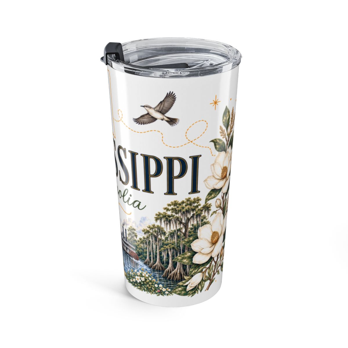 Mississippi State Flower Tumbler | Magnolia Botanical Travel Cup | 20oz Stainless Steel Gift — right