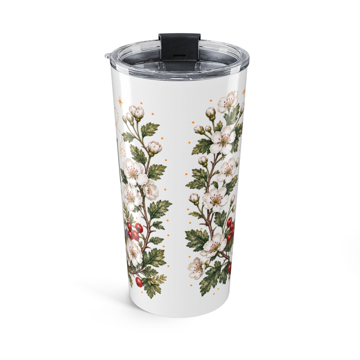 Missouri State Flower Tumbler | Hawthorn Botanical Travel Cup | 20oz Stainless Steel Gift — back