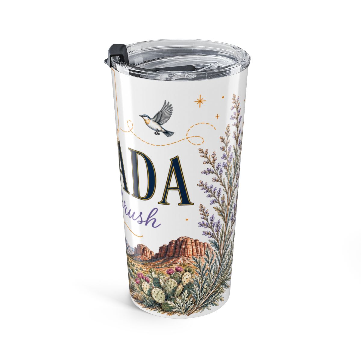 Nevada State Flower Tumbler | Sagebrush Botanical Travel Cup | 20oz Stainless Steel Gift — right