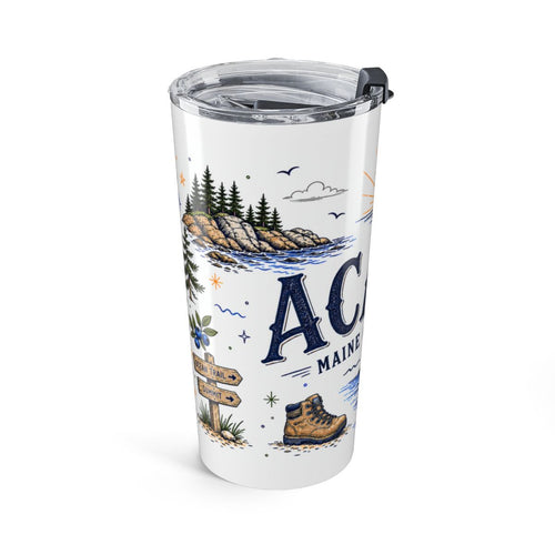 Acadia National Park 20oz Tumbler | Maine Coast Hiking Gift | Insulated Stainless Steel Travel Cup — left