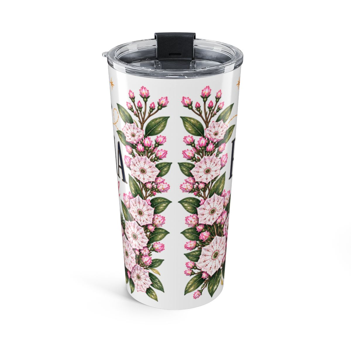 Pennsylvania State Flower Tumbler | Mountain Laurel Botanical Travel Cup | 20oz Stainless Steel Gift — back