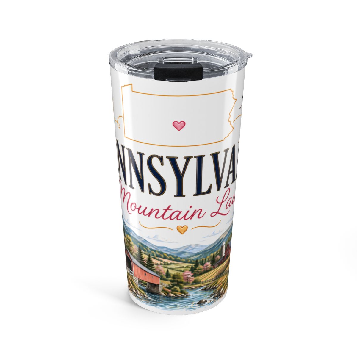 Pennsylvania State Flower Tumbler | Mountain Laurel Botanical Travel Cup | 20oz Stainless Steel Gift — front
