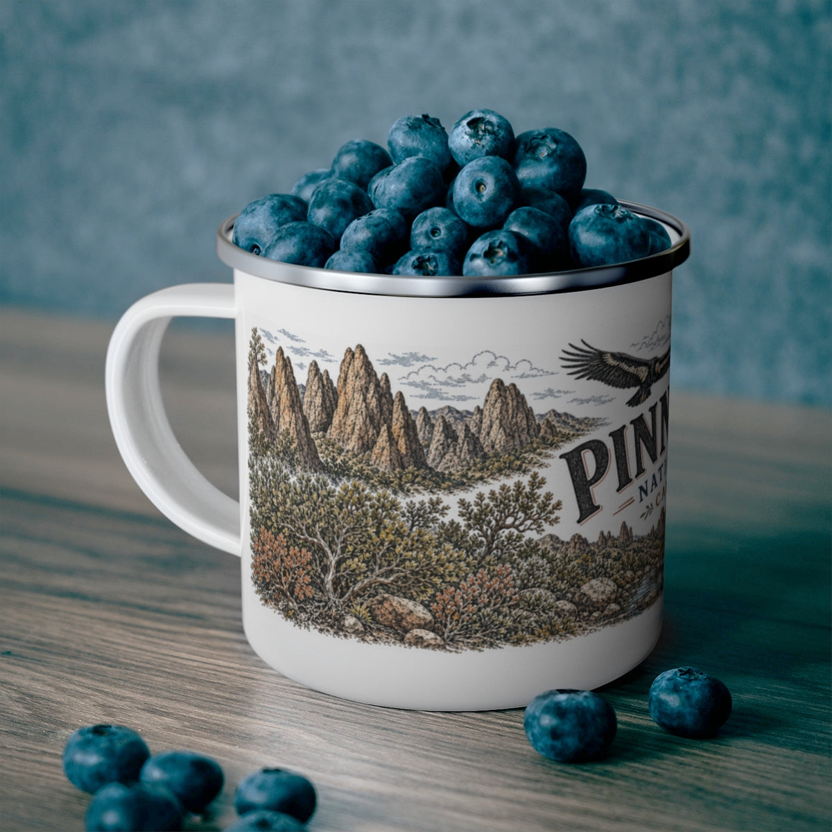 Pinnacles National Park enamel camping mug outdoor lifestyle scene