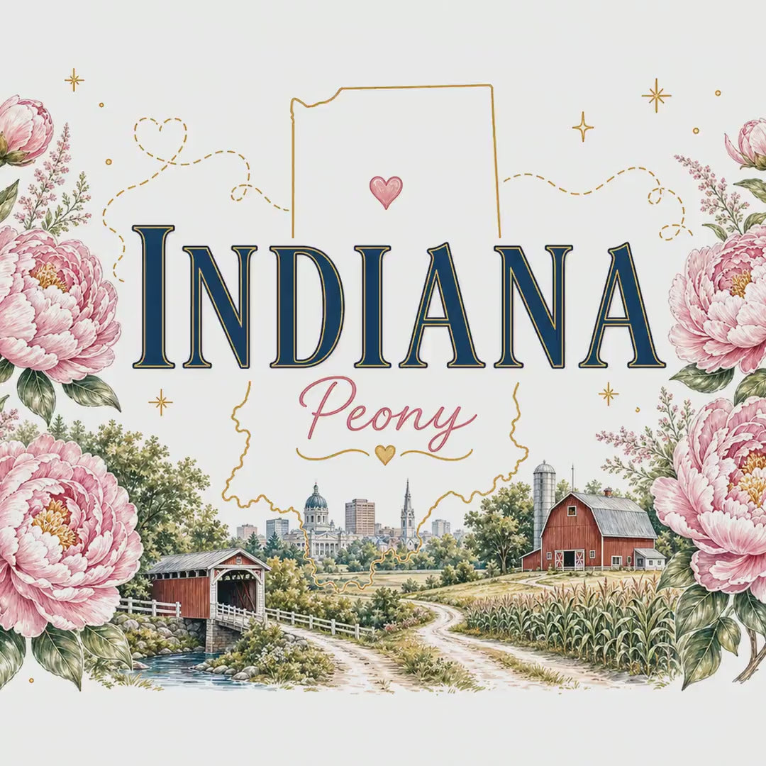 Indiana State Flower 20oz Tumbler | Peony Botanical State Flower Gift | Insulated Stainless Steel Travel Cup video