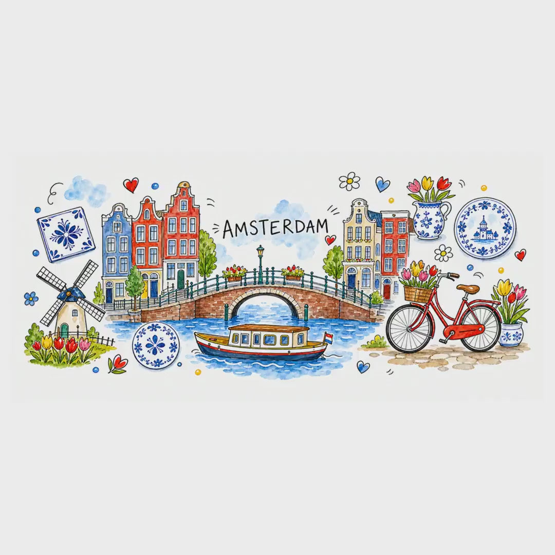 Amsterdam Travel Mug | European City Souvenir Accent Coffee Mug | 11oz 15oz Ceramic Cup video